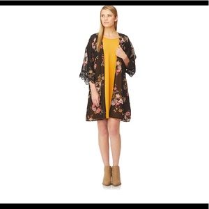 WallFlower Solid Swing Dress & Printed Kimono Set